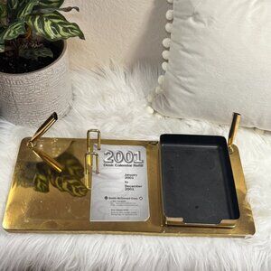 Vintage Gold Desk Organizer Set | Heavy Brass Calendar & Pen Holder | McDonald